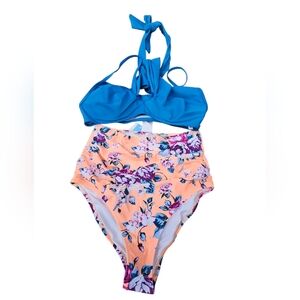 NWT‎ Cupshe Bikini - Blue and Floral Delight Size Extra Small